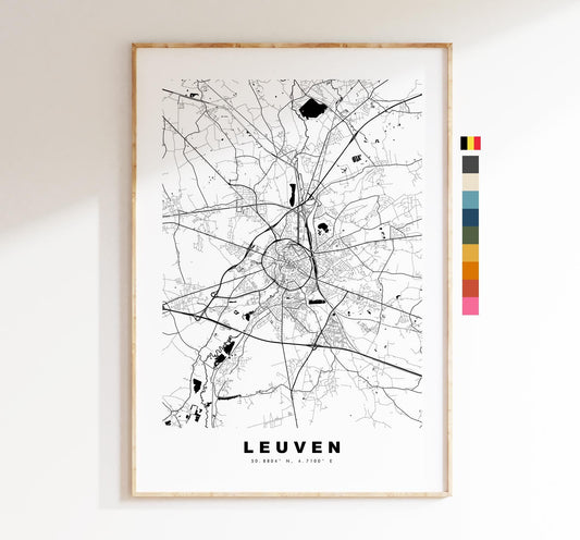 Leuven Map Print - City Map Poster - Map Art - Map Wall Art - Belgium City Maps - Leuven Print - Leuven Poster - Minimalist City Map