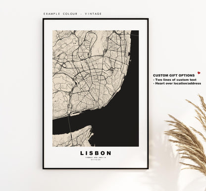 Lisbon Map Print - City Map Poster - Map Art - Map Wall Art - Portugal City Maps - Lisbon Print - Lisbon Poster - Minimalist City Map