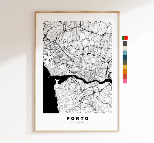 Porto Map Print - City Map Poster - Map Art - Map Wall Art - Portugal City Maps - Porto Print - Porto Poster - Minimalist City Map