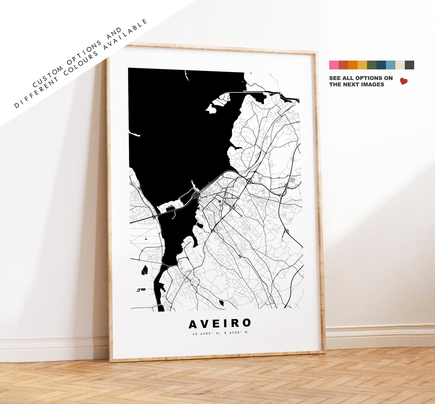 Aveiro Map Print - City Map Poster - Map Art - Map Wall Art - Portugal City Maps - Aveiro Print - Aveiro Poster - Minimalist City Map