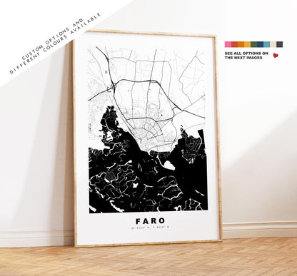 Faro Map Print - City Map Poster - Map Art - Map Wall Art - Portugal City Maps - Faro Print - Faro Poster - Minimalist City Map