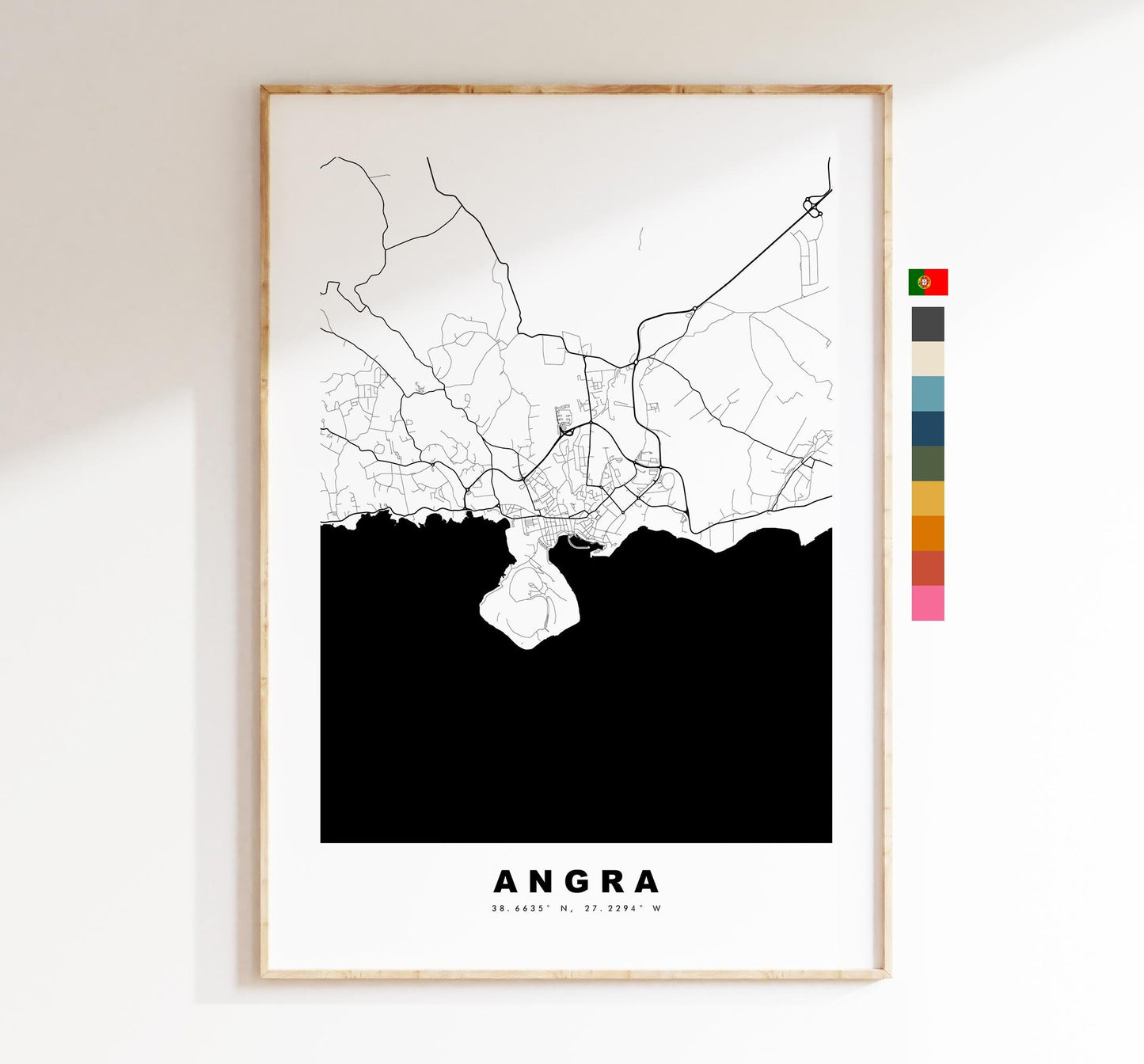 Angra Map Print - City Map Poster - Map Art - Map Wall Art - Portugal City Maps - Angra do Heroismo Print - Poster - Minimalist City Map