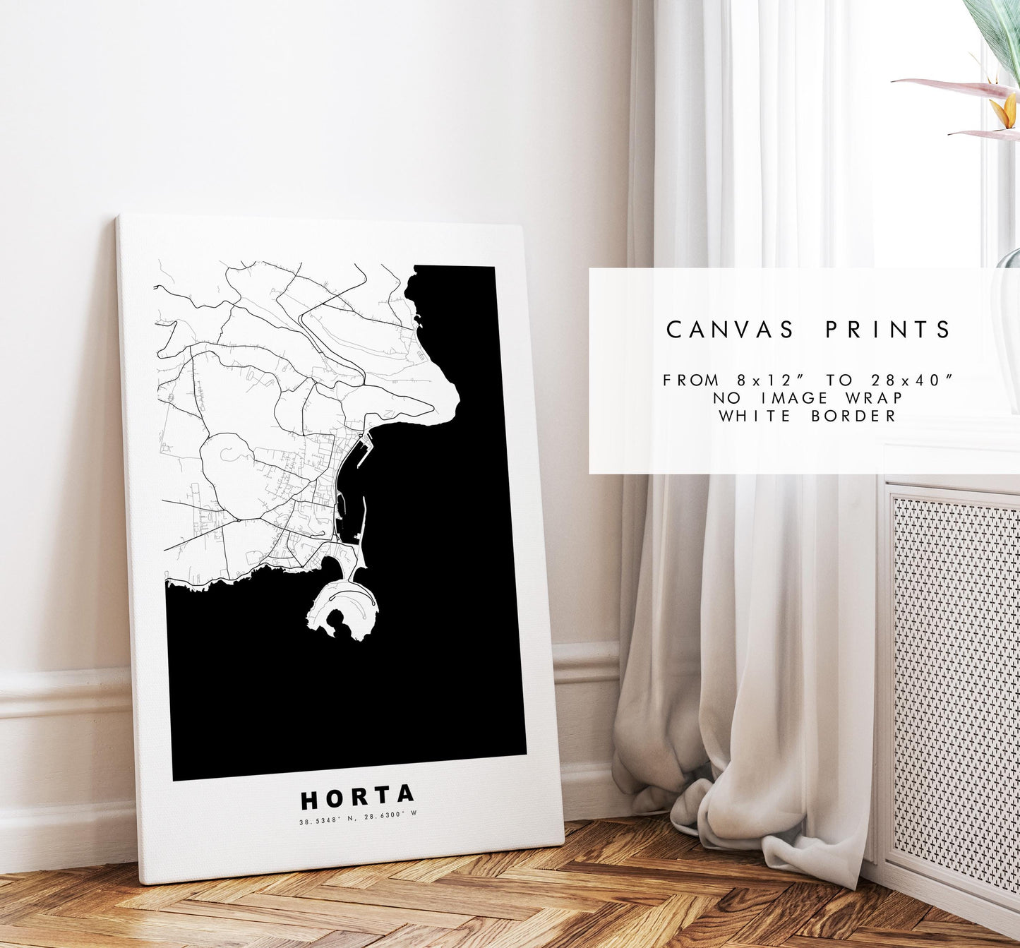 Horta Map Print - City Map Poster - Map Art - Map Wall Art - Portugal City Maps - Horta Print - Poster - Minimalist City Map - Faial