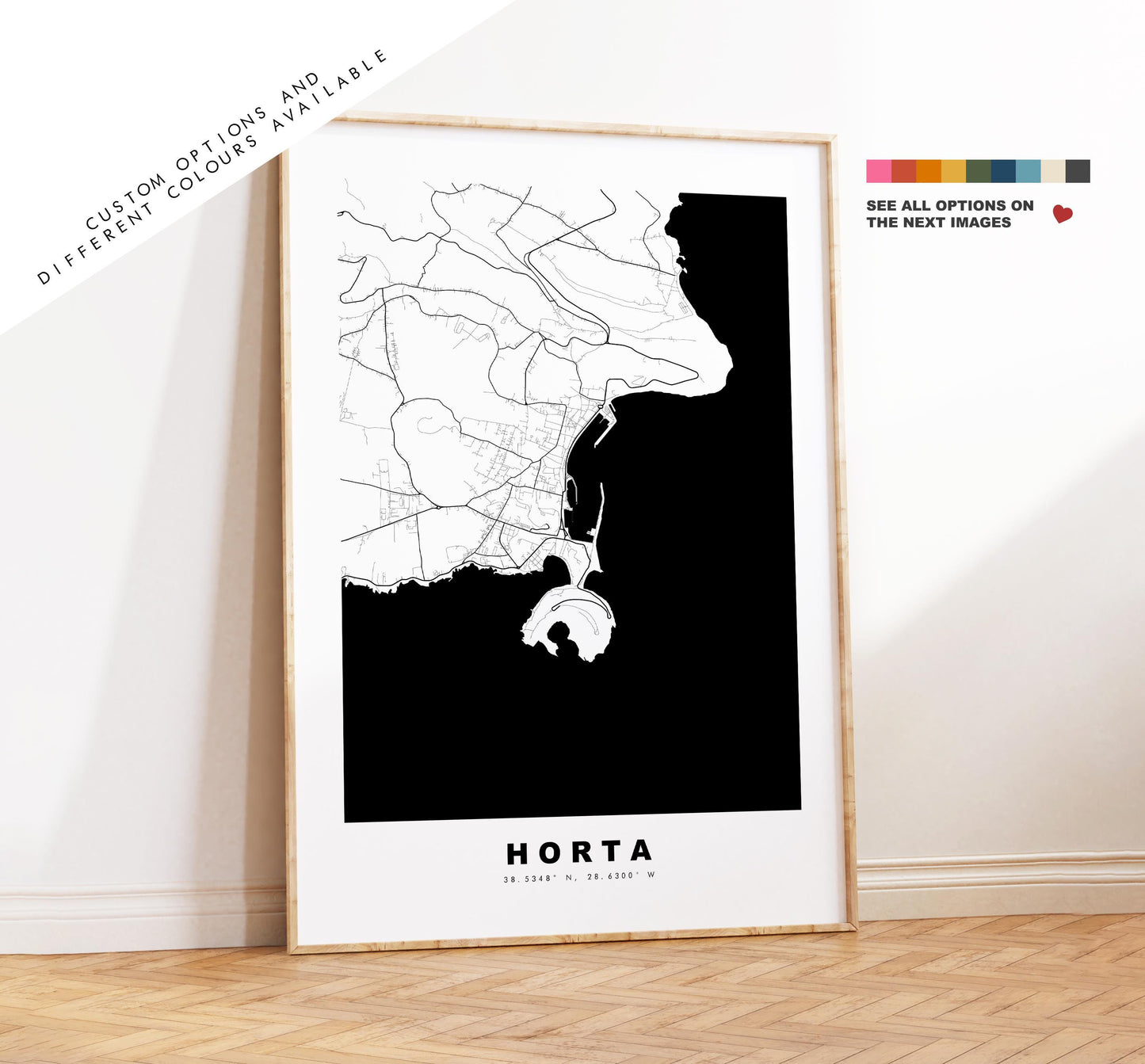 Horta Map Print - City Map Poster - Map Art - Map Wall Art - Portugal City Maps - Horta Print - Poster - Minimalist City Map - Faial