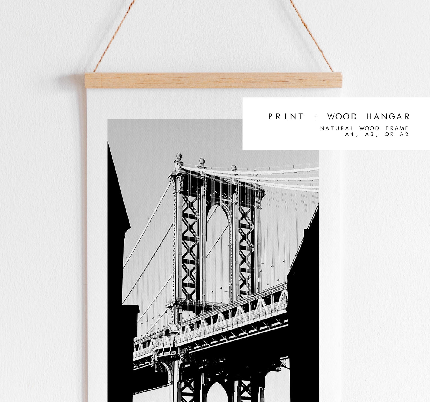 Manhattan Bridge - Black and White Photography Print - New York City Print - Poster - Artwork - Minimalist - Architecture - Bridge - NYC