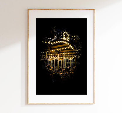 Carousel Print - New York Print - Nightscape - Carousel Print - Carousel Art - Moody - Gothic - NYC - NYC Print - Photography - Minimalist