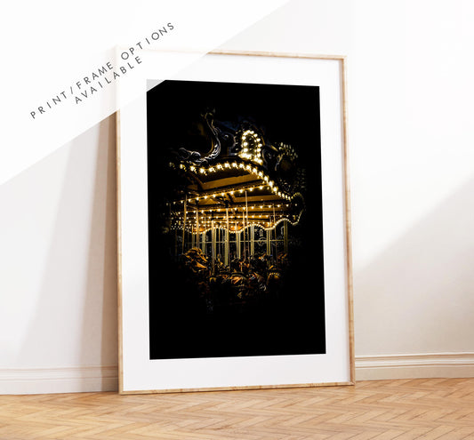 Carousel Print - New York Print - Nightscape - Carousel Print - Carousel Art - Moody - Gothic - NYC - NYC Print - Photography - Minimalist