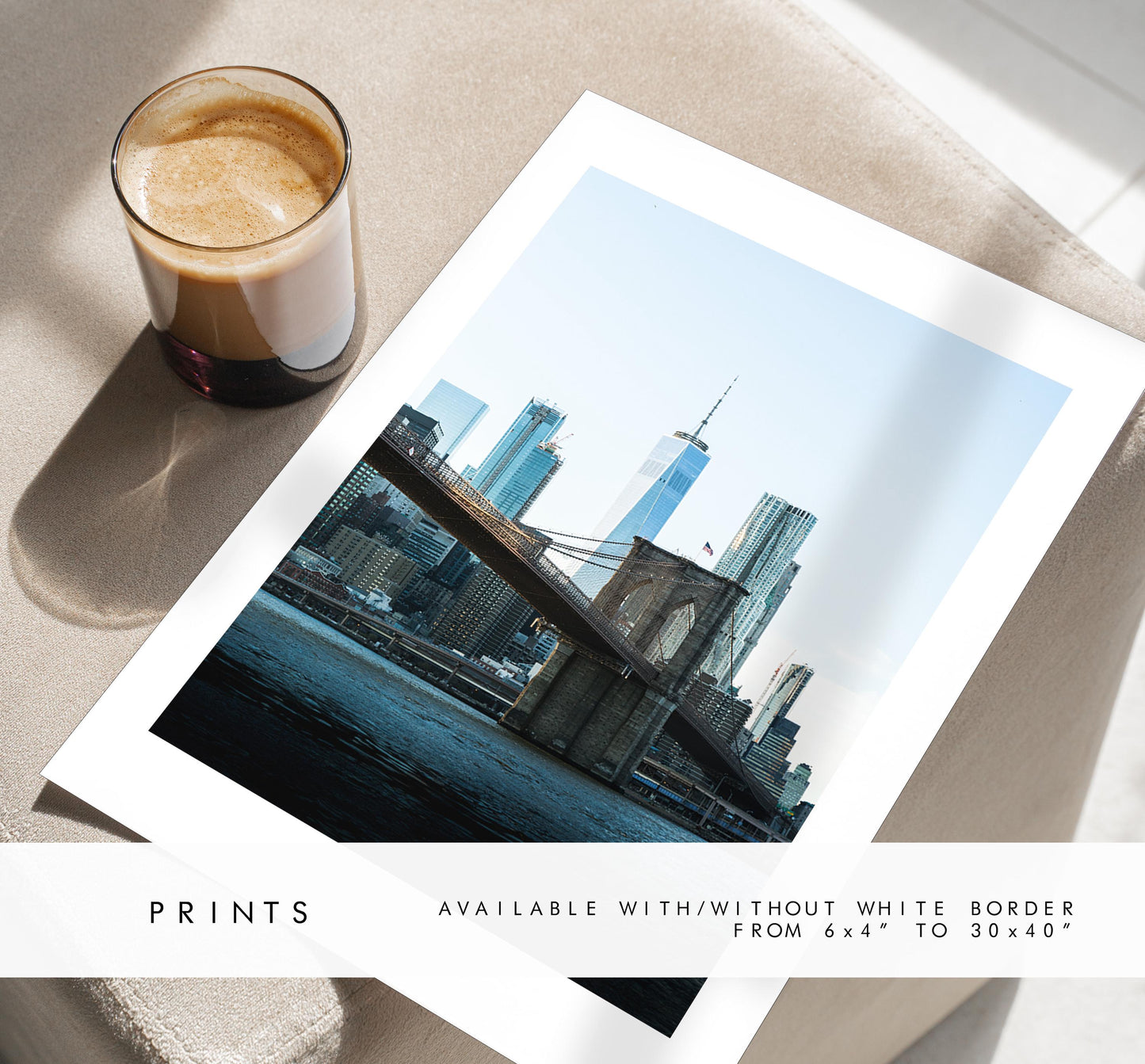 New York Skyline Print - New York Skyline - Manhattan Skyline - New York Print - Poster - Artwork - World Trade Centre - Brooklyn Bridge
