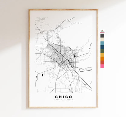 Chico Map Print - City Map Poster - Map Art - USA City Maps - Chico Print - Chico Poster - Minimalist City Map - California