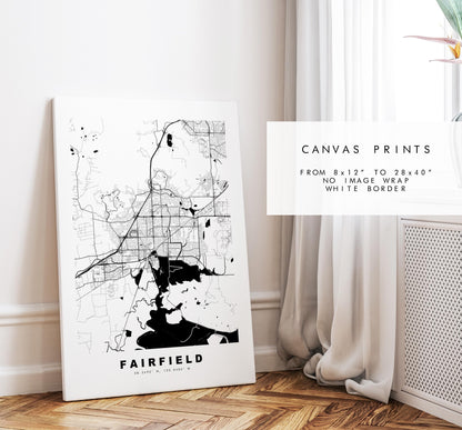 Fairfield Map Print - City Map Poster - Map Art - USA City Maps - Fairfield Print - Fairfield Poster - Minimalist City Map - California