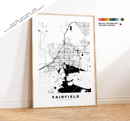 Fairfield Map Print - City Map Poster - Map Art - USA City Maps - Fairfield Print - Fairfield Poster - Minimalist City Map - California