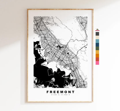 Freemont Map Print - City Map Poster - Map Art - USA City Maps - Freemont Print - Freemont Poster - Minimalist City Map - California