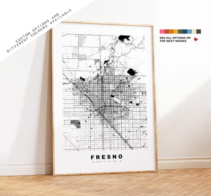 Fresno Map Print - City Map Poster - Map Art - USA City Maps - Fresno Print - Fresno Poster - Minimalist City Map - California