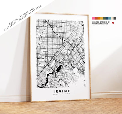 Irvine Map Print - City Map Poster - Map Art - USA City Maps - Irvine Print - Irvine Poster - Minimalist City Map - California