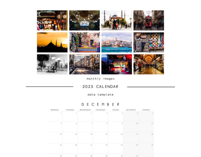 Istanbul 2025 Calendar - A3 or A4 Wall Calendar - Istanbul - Turkey - Calendar - 2025 Calendar - Planner - Istanbul Gift - Turkey 2025