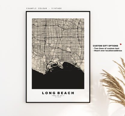 Long Beach Map Print - City Map Poster - Map Art - USA City Maps - Long Beach Print - Long Beach Poster - Minimalist City Map - California