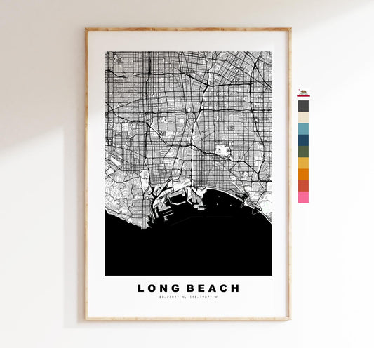 Long Beach Map Print - City Map Poster - Map Art - USA City Maps - Long Beach Print - Long Beach Poster - Minimalist City Map - California