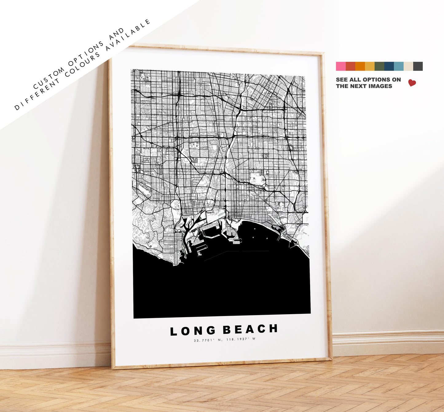 Long Beach Map Print - City Map Poster - Map Art - USA City Maps - Long Beach Print - Long Beach Poster - Minimalist City Map - California