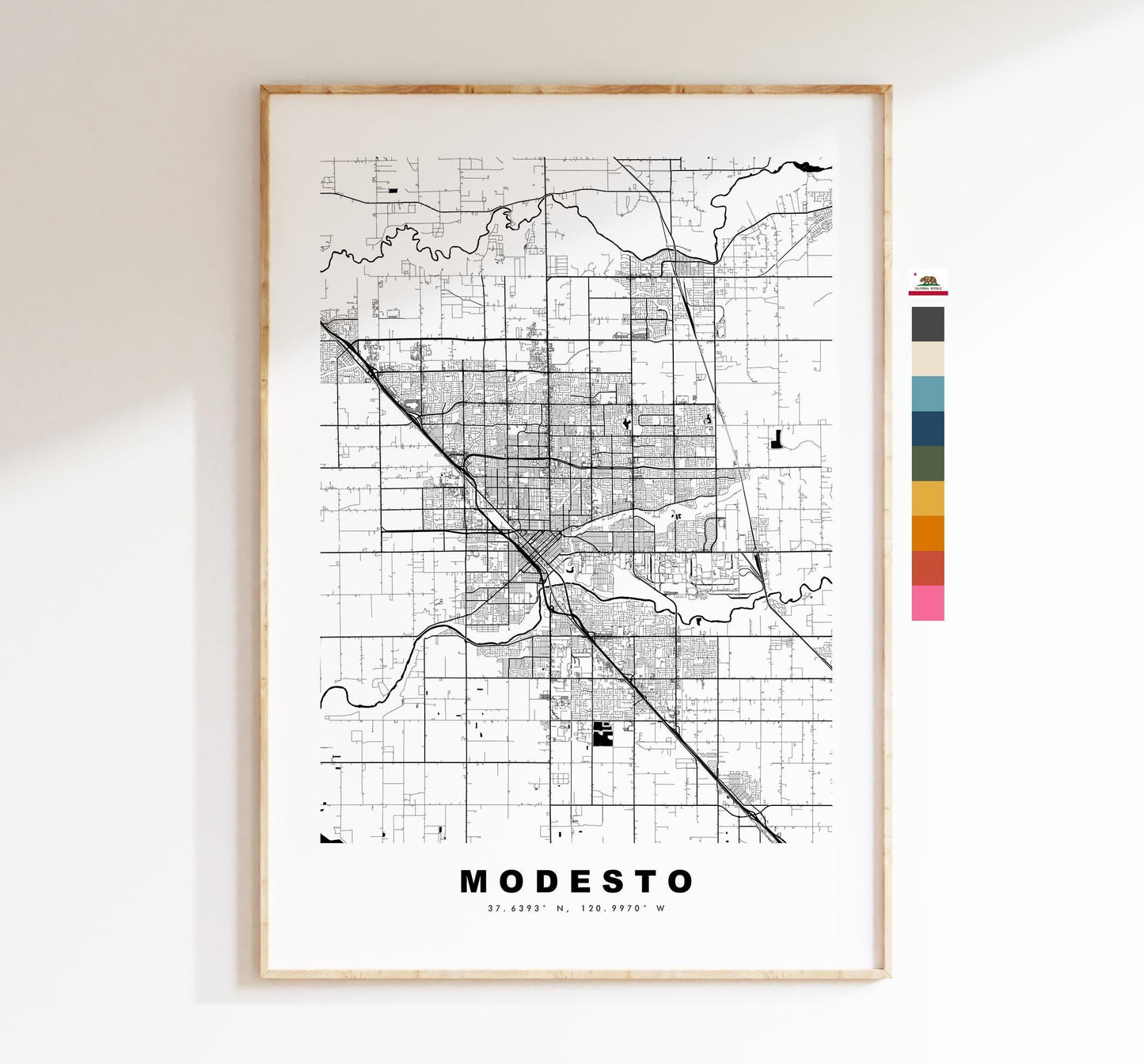 Modesto Map Print - City Map Poster - Map Art - USA City Maps - Modesto Print - Modesto Poster - Minimalist City Map - California