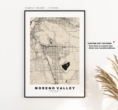 Moreno Valley Map Print - City Map Poster - Map Art - USA City Maps - Moreno Valley Print - Poster - Minimalist City Map - California