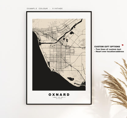 Oxnard Map Print - City Map Poster - Map Art - USA City Maps - Oxnard Print - Oxnard Poster - Minimalist City Map - California