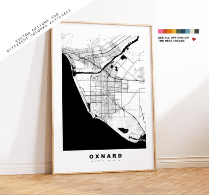 Oxnard Map Print - City Map Poster - Map Art - USA City Maps - Oxnard Print - Oxnard Poster - Minimalist City Map - California