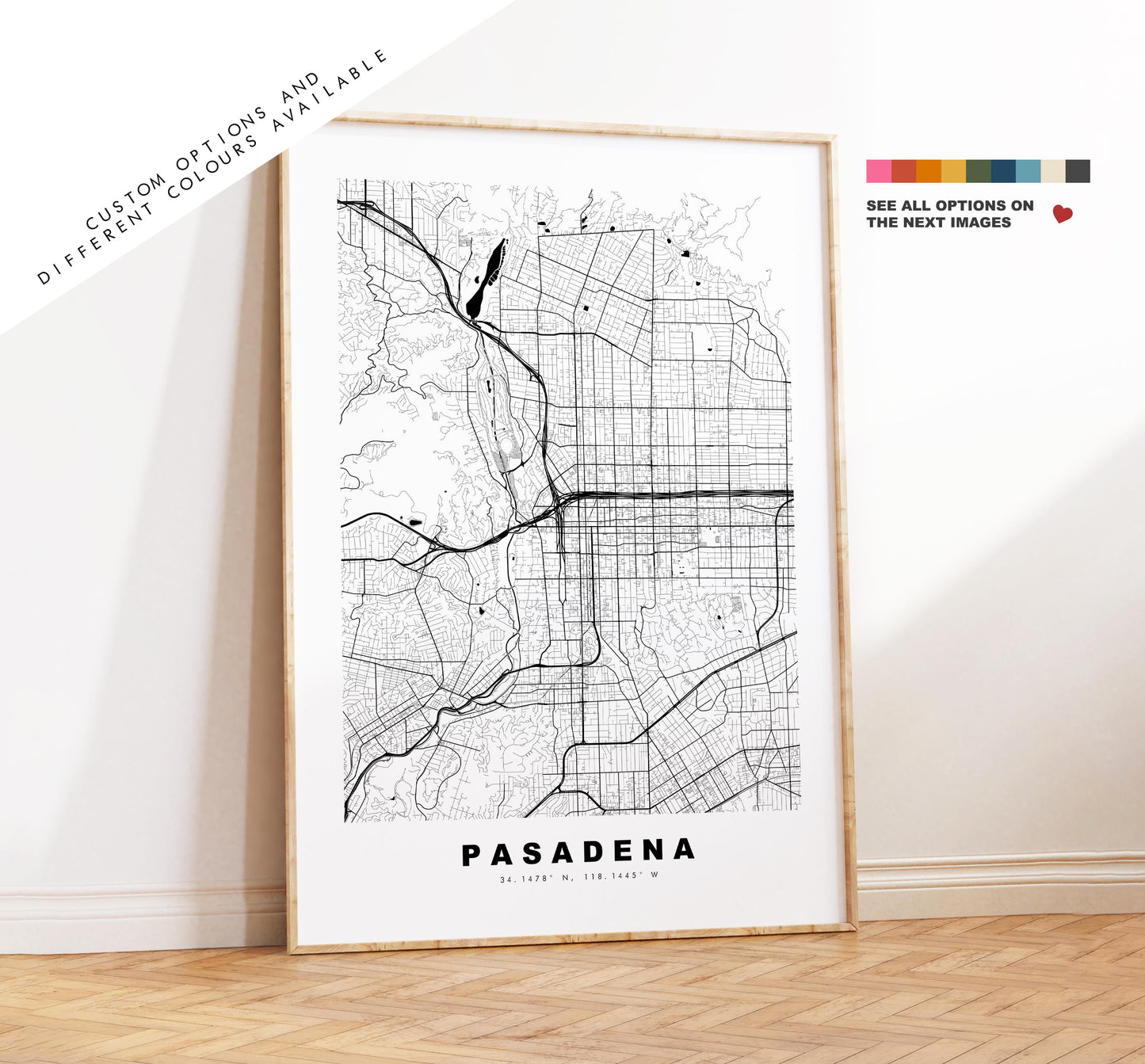 Pasadena Map Print - City Map Poster - Map Art - USA City Maps - Pasadena Print - Pasadena Poster - Minimalist City Map - California