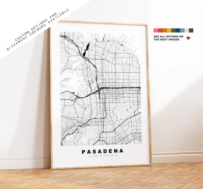 Pasadena Map Print - City Map Poster - Map Art - USA City Maps - Pasadena Print - Pasadena Poster - Minimalist City Map - California