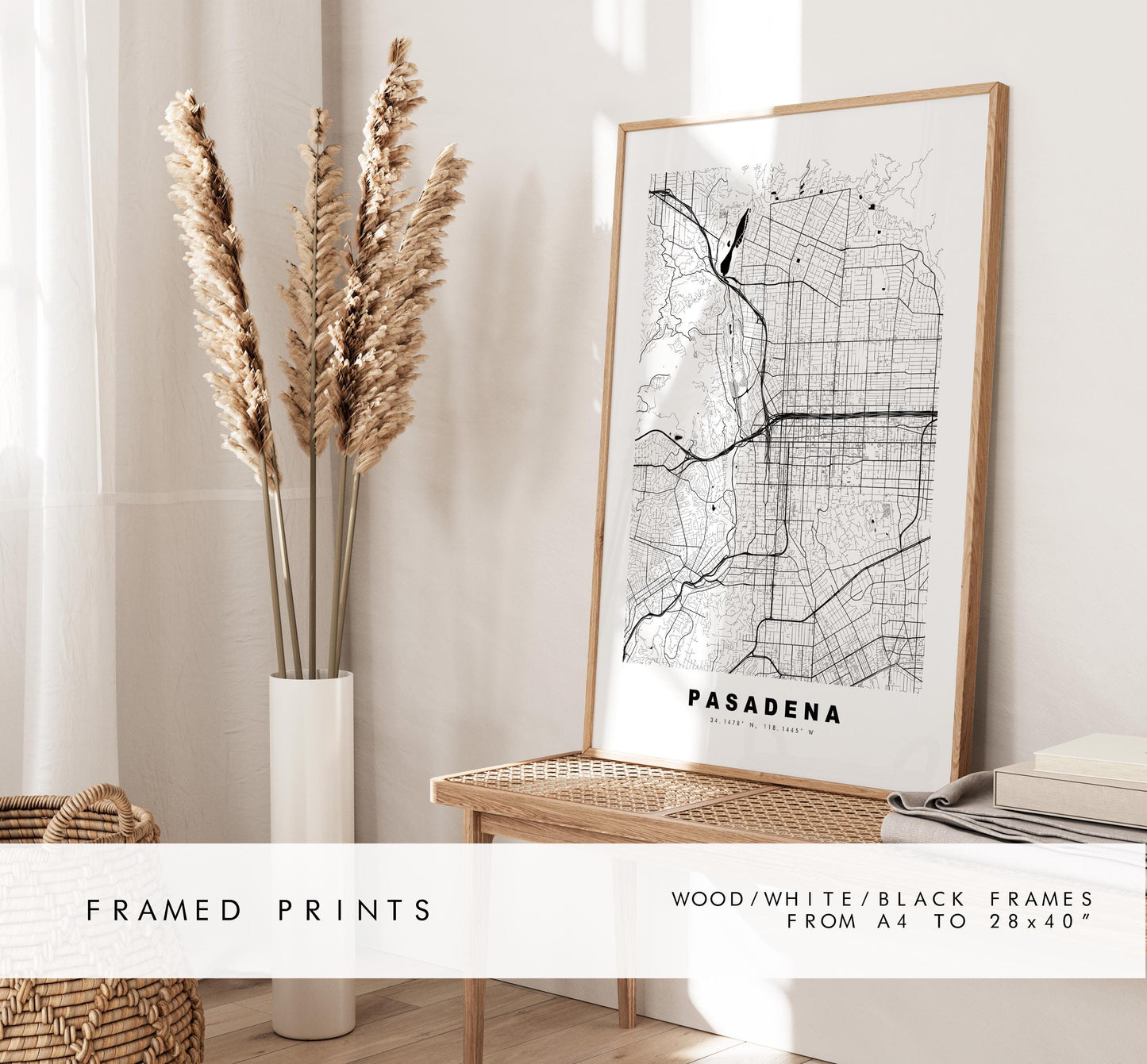 Pasadena Map Print - City Map Poster - Map Art - USA City Maps - Pasadena Print - Pasadena Poster - Minimalist City Map - California