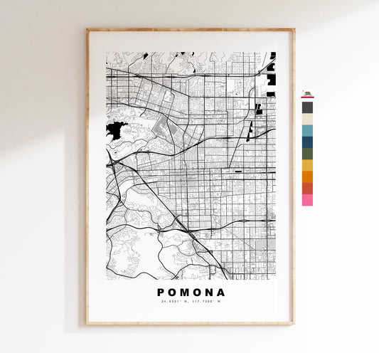 Pomona Map Print - City Map Poster - Map Art - USA City Maps - Pomona Print - Pomona Poster - Minimalist City Map - California