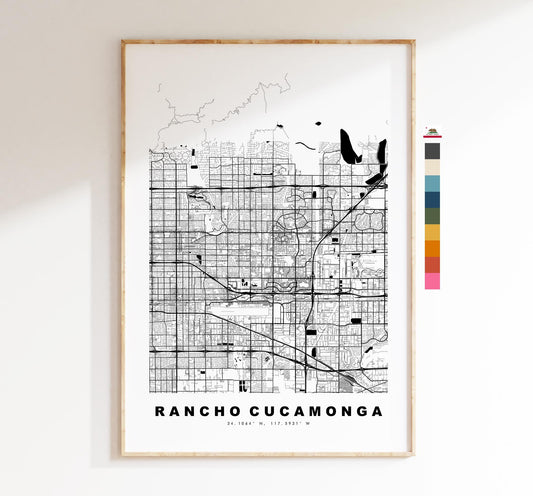 Rancho Cucamonga Map Print - City Map Poster - Map Art - USA City Maps - Rancho Cucamonga Print - Minimalist City Map - California