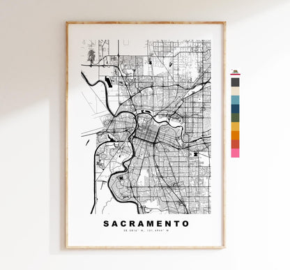 Sacramento Map Print - City Map Poster - Map Art - USA City Maps - Sacramento Print - Sacramento Poster - Minimalist City Map - California