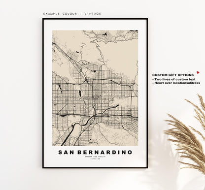 San Bernardino Map Print - City Map Poster - Map Art - USA City Maps - TEST Print - TEST Poster - Minimalist City Map - California