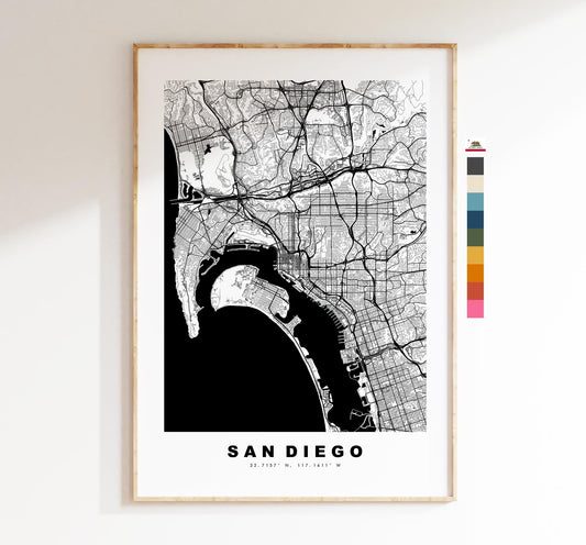 San Diego Map Print - City Map Poster - Map Art - USA City Maps - San Diego Print - San Diego Poster - Minimalist City Map - California