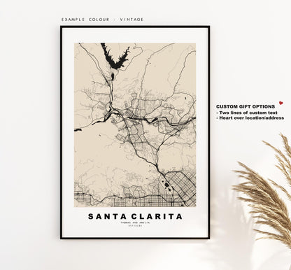 Santa Clarita Map Print - City Map Poster - Map Art - USA City Maps - Santa Clarita Print - Poster - Minimalist City Map - California