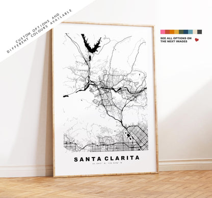 Santa Clarita Map Print - City Map Poster - Map Art - USA City Maps - Santa Clarita Print - Poster - Minimalist City Map - California