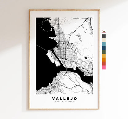 Vallejo Map Print - City Map Poster - Map Art - USA City Maps - Vallejo Print - Vallejo Poster - Minimalist City Map - California