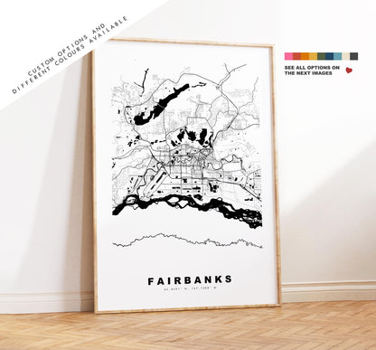 Fairbanks Map Print - City Map Poster - Map Art - USA City Maps - Fairbanks Print - Fairbanks Poster - Minimalist City Map - Alaska