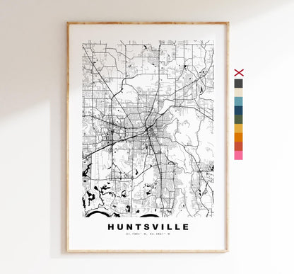 Huntsville Map Print - City Map Poster - Map Art - USA City Maps - Huntsville Print - Huntsville Poster - Minimalist City Map - Alabama