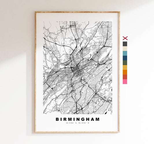 Birmingham Map Print (Alabama) - City Map Poster - Map Art - USA City Maps - Birmingham Print - Poster - Minimalist City Map - Alabama