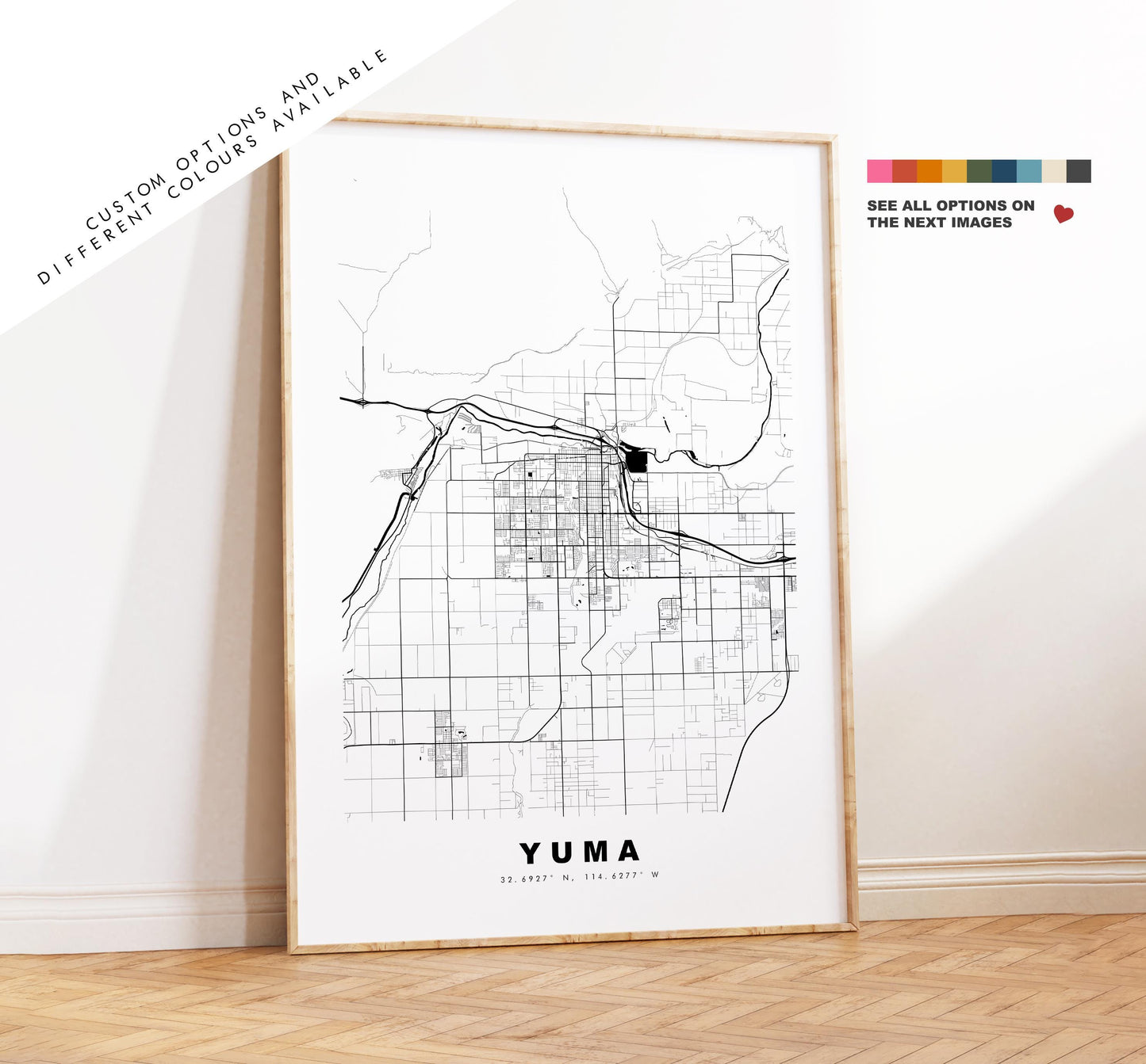 Yuma Map Print - City Map Poster - Map Art - USA City Maps - Yuma Print - Yuma Poster - Minimalist City Map - Arizona