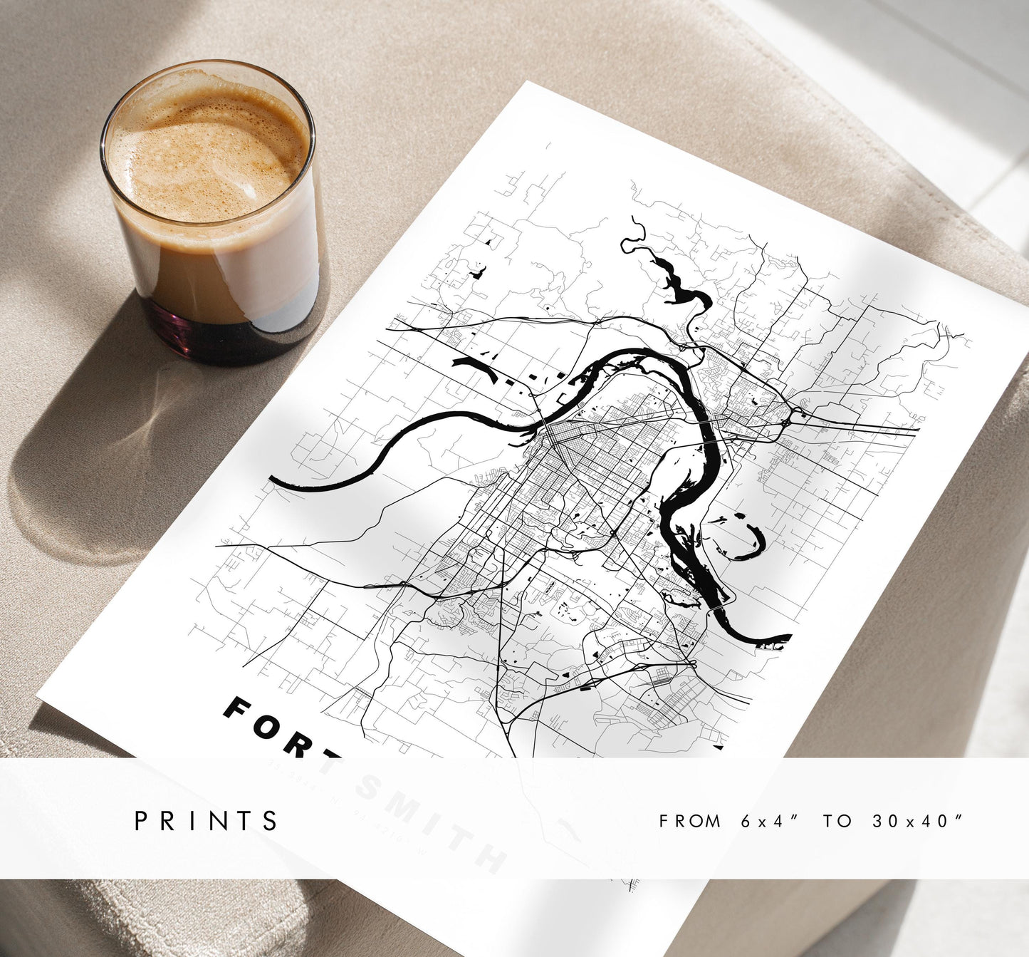 Fort Smith Map Print - City Map Poster - Map Art - USA City Maps - Fort Smith Print - Fort Smith Poster - Minimalist City Map - Arkansas