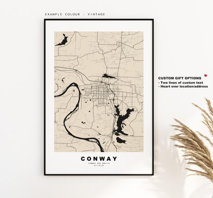 Conway Map Print - City Map Poster - Map Art - USA City Maps - Conway Print - Conway Poster - Minimalist City Map - Arkansas