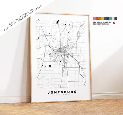 Jonesboro Map Print - City Map Poster - Map Art - USA City Maps - Jonesboro Print - Jonesboro Poster - Minimalist City Map - Arkansas