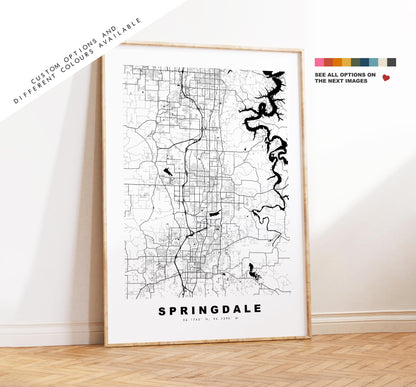 Springdale Map Print - City Map Poster - Map Art - USA City Maps - Springdale Print - Springdale Poster - Minimalist City Map - Arkansas