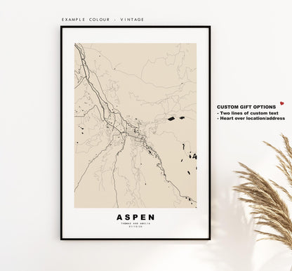 Aspen Map Print - City Map Poster - Map Art - USA City Maps - Aspen Print - Aspen Poster - Minimalist City Map - Colorado