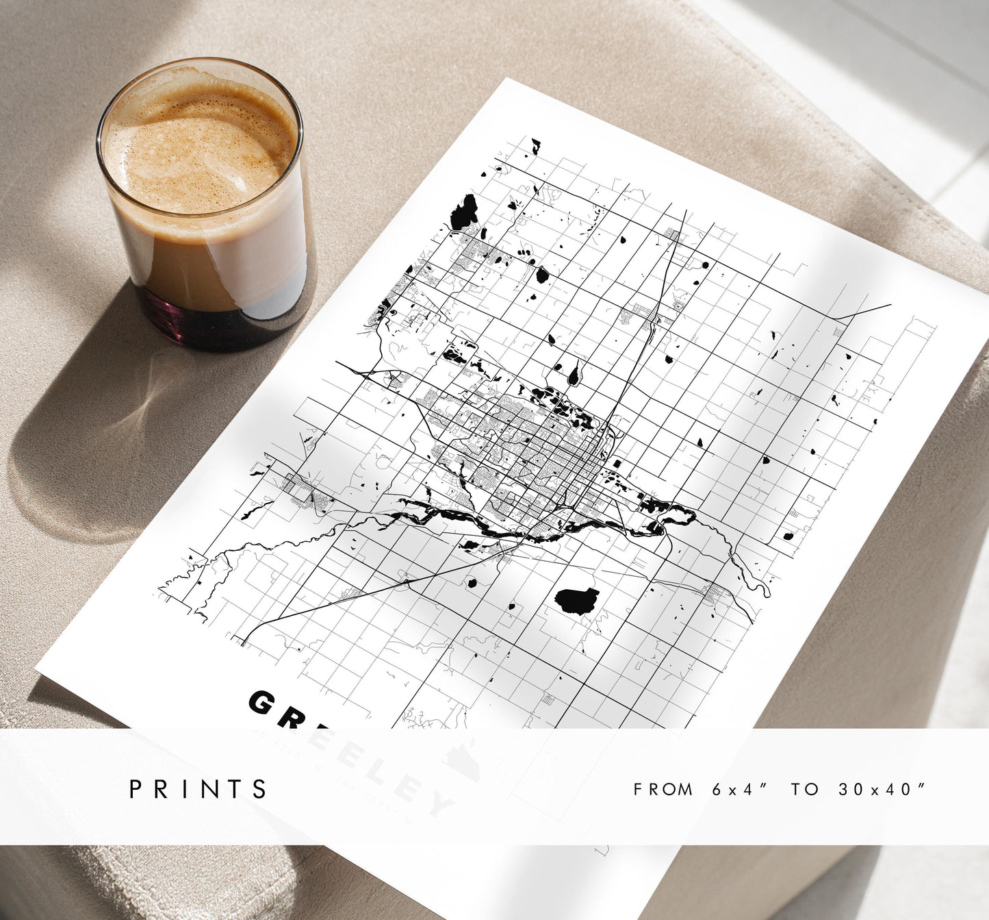 Greeley Map Print - City Map Poster - Map Art - USA City Maps - Greeley Print - Greeley Poster - Minimalist City Map - Colorado