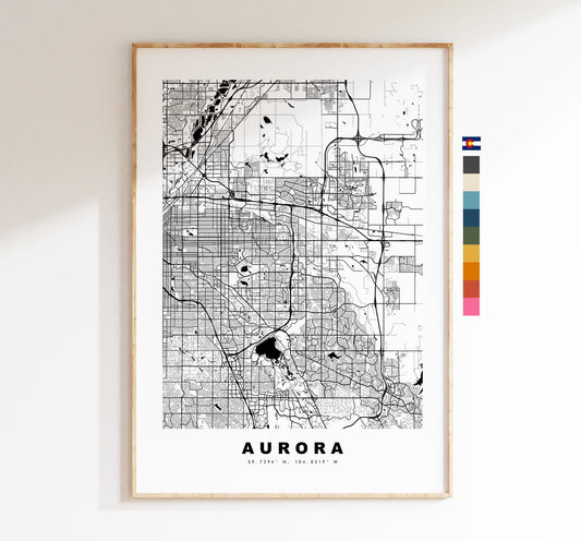 Aurora Map Print - City Map Poster - Map Art - USA City Maps - Aurora Print - Aurora Poster - Minimalist City Map - Colorado