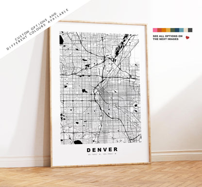 Denver Map Print - City Map Poster - Map Art - USA City Maps - Denver Print - Denver Poster - Minimalist City Map - Colorado