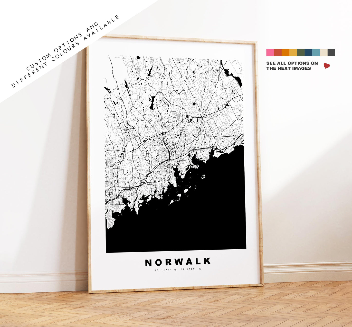 Norwalk Map Print - City Map Poster - Map Art - USA City Maps - Norwalk Print - Norwalk Poster - Minimalist City Map - Connecticut